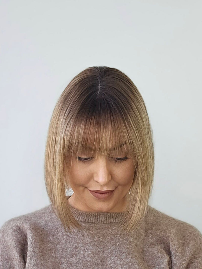10" Rooted Bronde Topper with Fringe