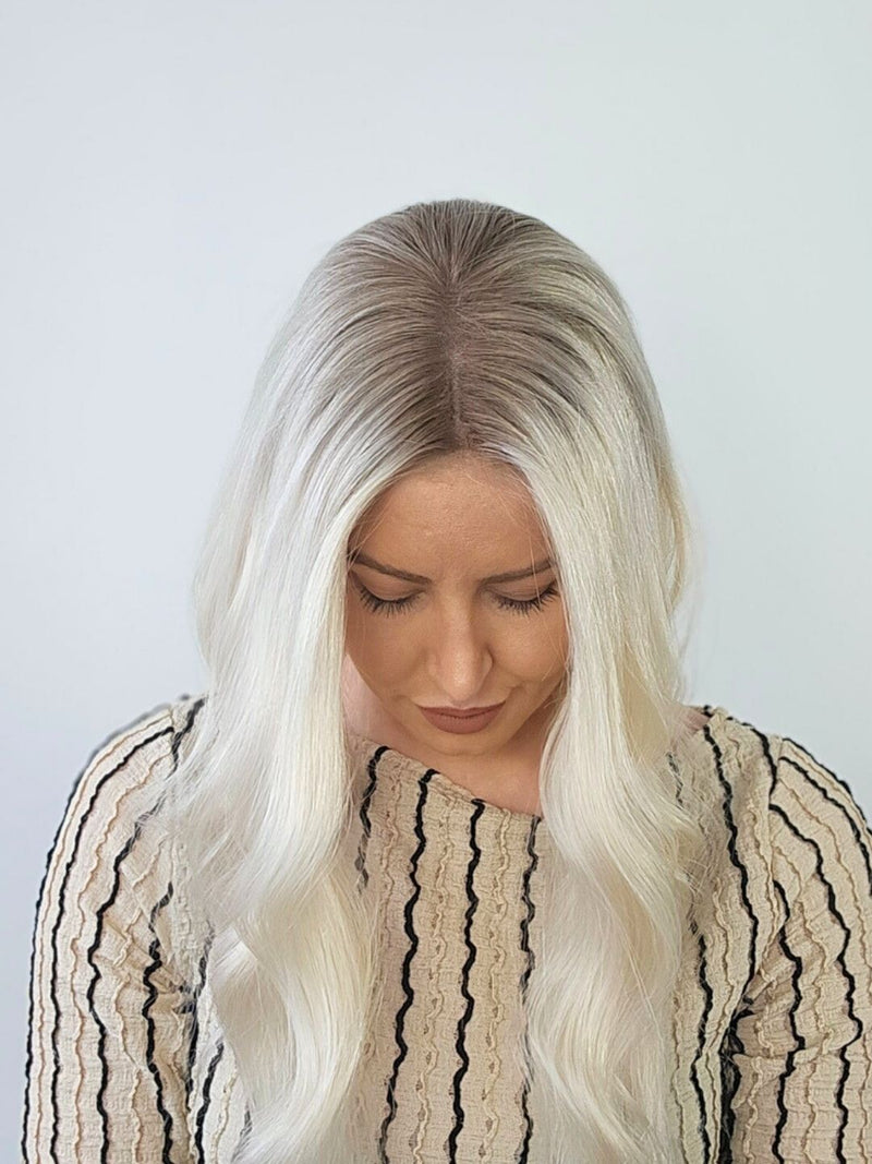 18" Lightest Ash Blonde Lace front Topper