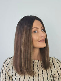 16" Medium Brown Balayage Silk topper