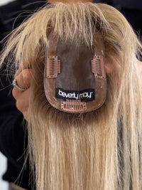 18" Rooted Neutral blonde Mono Fringe Topper