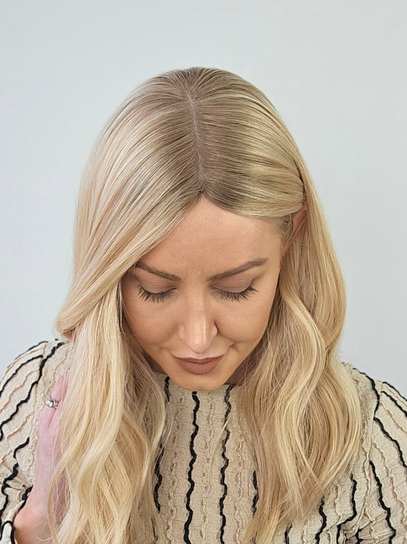 18" Natural Golden Blonde Silk Topper