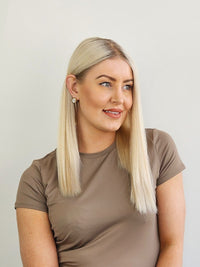 18" Plaitnum blonde Lace front topper