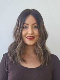 16" Ash Brown Balayage Closed Lace Topper