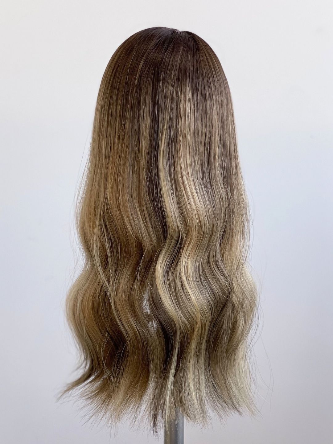 20" Dark Brown With blonde highlights Silk Topper
