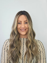 20" Dark Brown With blonde highlights Silk Topper