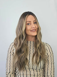 20" Dark Brown With blonde highlights Silk Topper