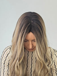 20" Dark Brown With blonde highlights Silk Topper