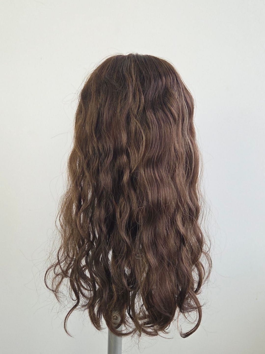 New 18" Espresso brown wavy silk topper