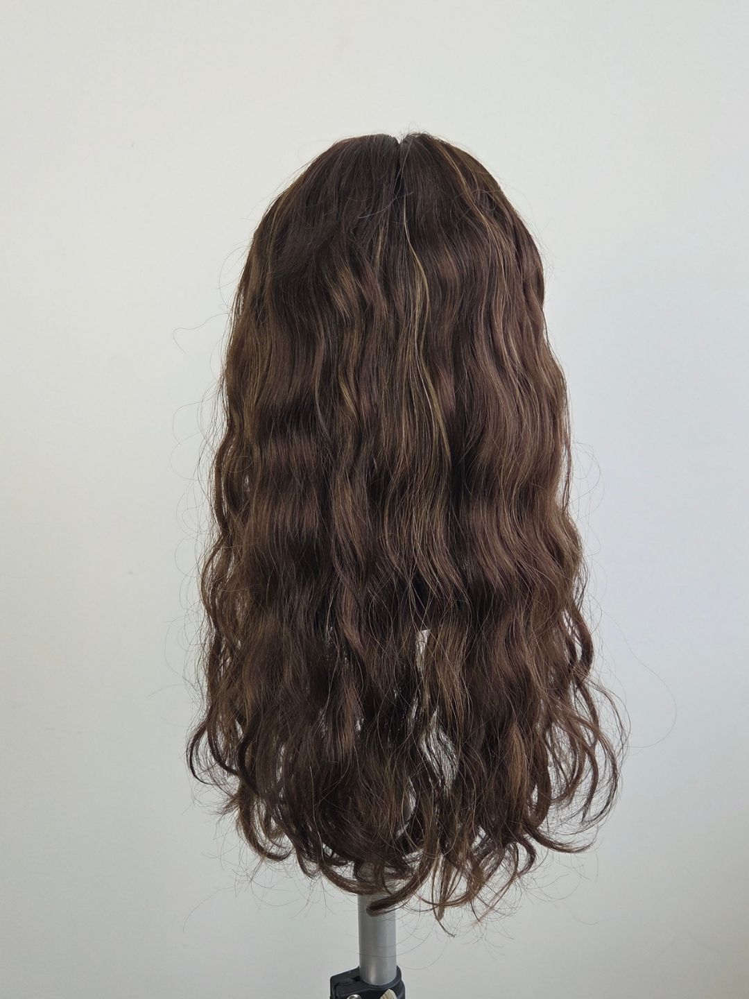New 18" Espresso brown wavy silk topper