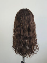New 18" Espresso brown wavy silk topper