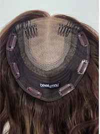 New 18" Espresso brown wavy silk topper